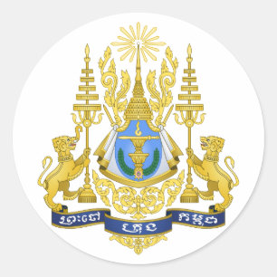 Cambodja officieel wapen heraldiek symbool ronde sticker