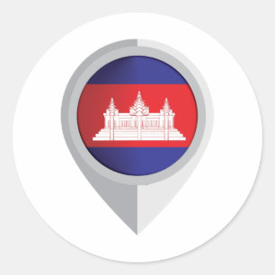 Cambodja Pin Locatie Vlag Ronde Sticker