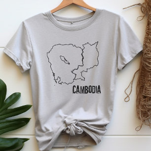 Cambodja Plattegrond Shirt Cambodjaanse Lijn