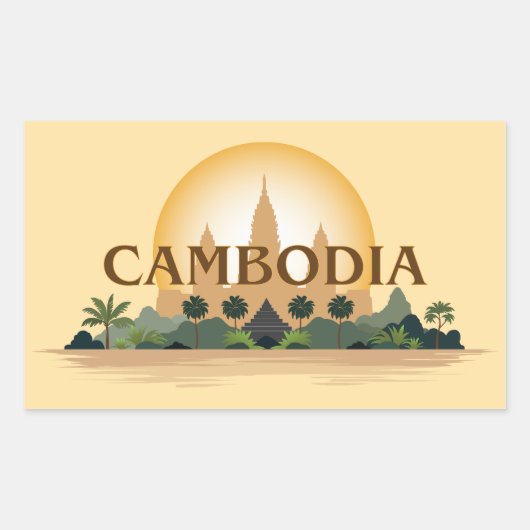 Cambodja Rechthoekige Sticker (Voorkant)