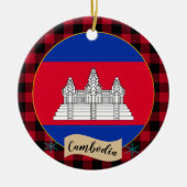 Cambodja, Rode buffels, Cambodjaanse vlag Keramisch Ornament (Voorkant)