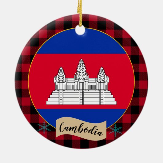 Cambodja, Rode buffels, Cambodjaanse vlag Keramisch Ornament (Achterkant)