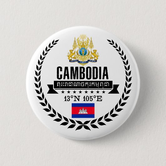 Cambodja Ronde Button 5,7 Cm (Voorkant)