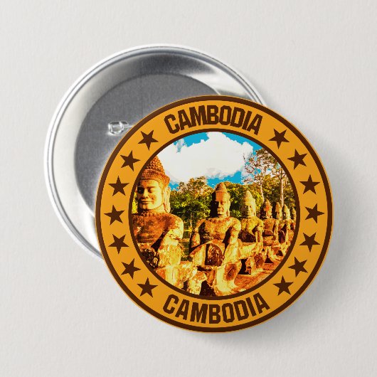 Cambodja Ronde Button 7,6 Cm (Voorkant /achterkant)