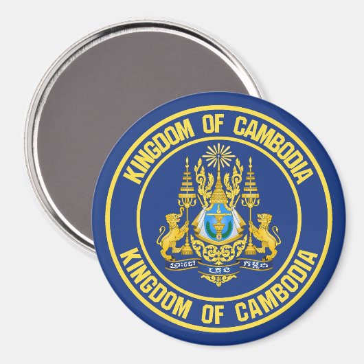 Cambodja-ronde Magneet (Voorkant / Achterkant)