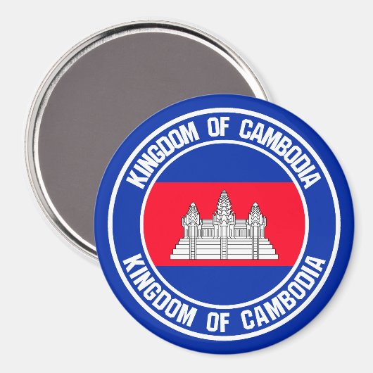Cambodja-ronde Magneet (Voorkant / Achterkant)
