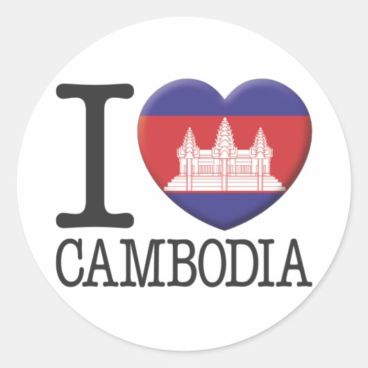 Cambodja Ronde Sticker (Voorkant)