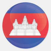 Cambodja Rondicagevlag Ronde Sticker (Voorkant)