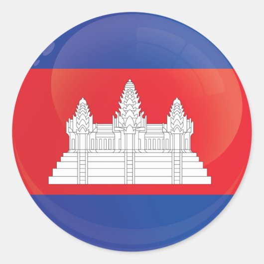 Cambodja Rondicagevlag Ronde Sticker (Voorkant)