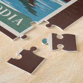 Cambodja Temple Illustration Travel Art Vintage Legpuzzel (Zijkant)