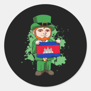 Cambodja Trotse Cambodjaanse vlag St. Patrick's Da Ronde Sticker