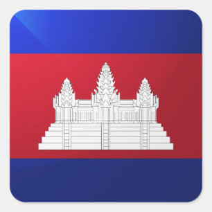 Cambodja vierkante glossy vlag sticker