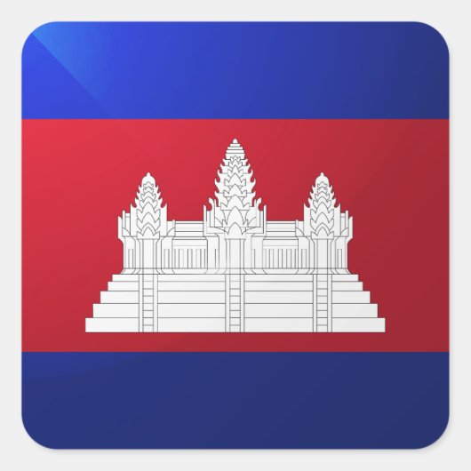 Cambodja vierkante glossy vlag sticker (Voorkant)