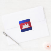 Cambodja vierkante glossy vlag sticker (Envelop)