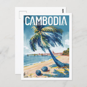 Cambodja Vintage Beroemde Reisplaats Briefkaart