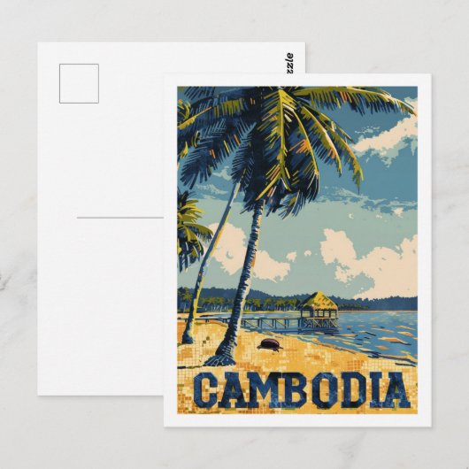 Cambodja Vintage Beroemde Reisplaats Briefkaart (Voorkant / Achterkant)