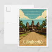 Cambodja Vintage Reizen Briefkaart (Voorkant / Achterkant)