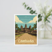 Cambodja Vintage Reizen Briefkaart (Staand voorkant)