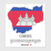Cambodja Vlag Charmante Patriottische Kaart Sticker (Vel)