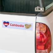 Cambodja Vlag Hart + Landkaart Bumpersticker (Op Truck)