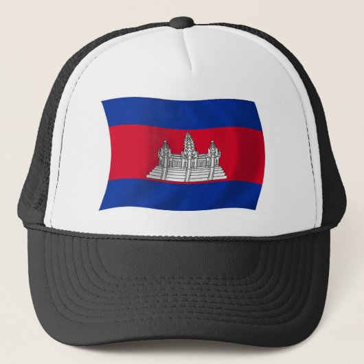 Cambodja Vlag Hoed Trucker Pet (Voorkant)