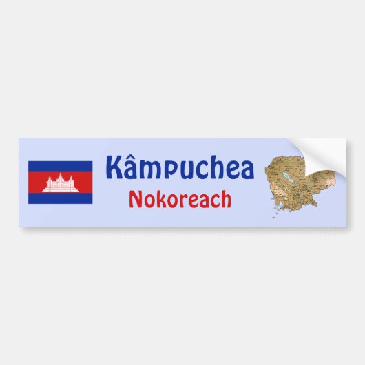 Cambodja Vlag + Landkaart Bumpersticker (Voorkant)