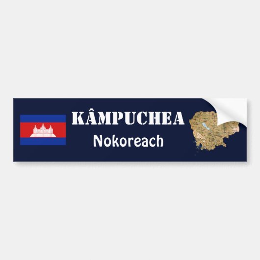 Cambodja Vlag + Landkaart Bumpersticker (Voorkant)