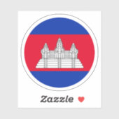 Cambodja Vlag Ronde Sticker (Vel)