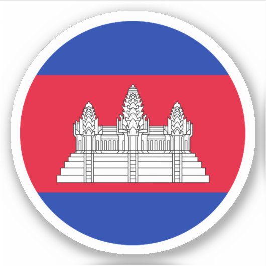 Cambodja Vlag Ronde Sticker (Voorkant)