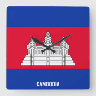Cambodja Vlag Schitterend Patriottisch Vierkante Klok