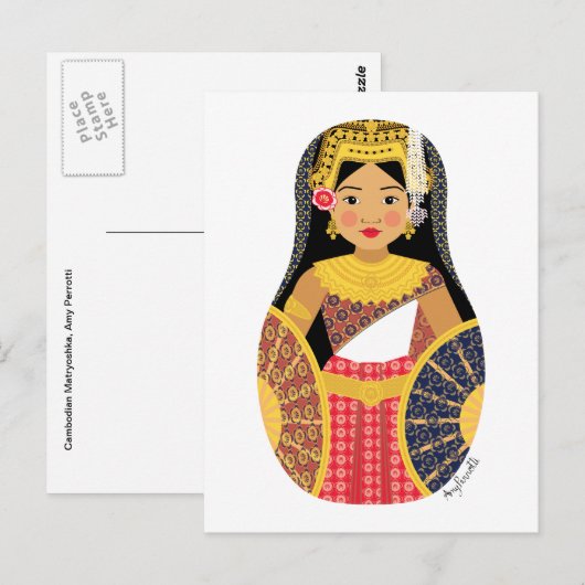 Cambodjaans Matryoshka Briefkaart (Voorkant / Achterkant)