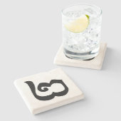 Cambodjaans nummer 2 / Twee / ២ (Pi) Khmer Languag Stenen Onderzetter (Zijkant)