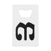 Cambodjaans nummer 3 / Three / ៣ (Bei) Khmer Scrip Creditkaart Flessenopener (Voorkant)