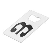 Cambodjaans nummer 3 / Three / ៣ (Bei) Khmer Scrip Creditkaart Flessenopener (Achterkant Gekanteld)