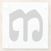 Cambodjaans nummer 3 / Three / ៣ (Bei) Khmer Scrip Glazen Onderzetter (Achterkant)