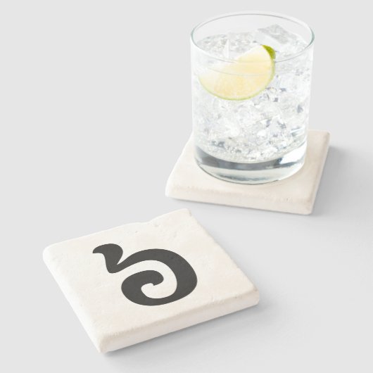 Cambodjaans nummer 6 / Six / ៦ (Pram Mucharj) Khme Stenen Onderzetter (Zijkant)