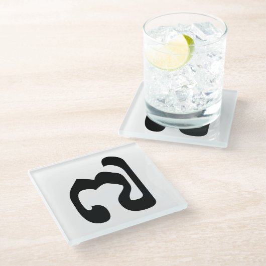 Cambodjaans nummer 7 / Seven / ៧ (Pram Pi) Khmer Glazen Onderzetter (Schuin)