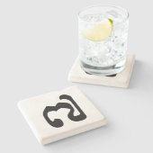 Cambodjaans nummer 7 / Seven / ៧ (Pram Pi) Khmer Stenen Onderzetter (Zijkant)