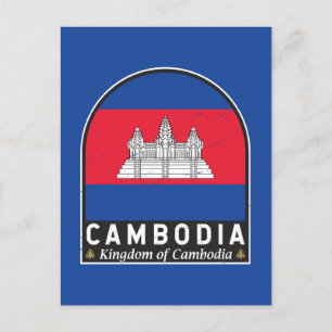Cambodjaans vlaggenembleem noodlijdende Vintage Briefkaart