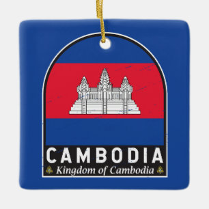 Cambodjaans vlaggenembleem noodlijdende Vintage Keramisch Ornament