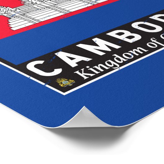 Cambodjaans vlaggenembleem noodlijdende Vintage Poster (Hoek)