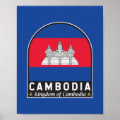 Cambodjaans vlaggenembleem noodlijdende Vintage Poster (Voorkant)
