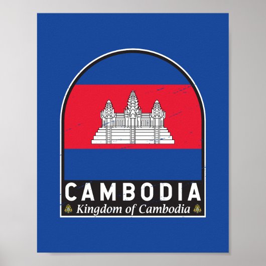 Cambodjaans vlaggenembleem noodlijdende Vintage Poster (Voorkant)