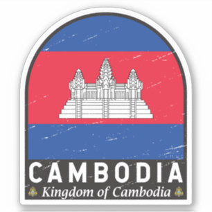 Cambodjaans vlaggenembleem noodlijdende Vintage Sticker