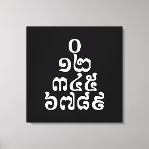 Cambodjaanse cijfers - 0 12 345 6789 Khmer Canvas Afdruk