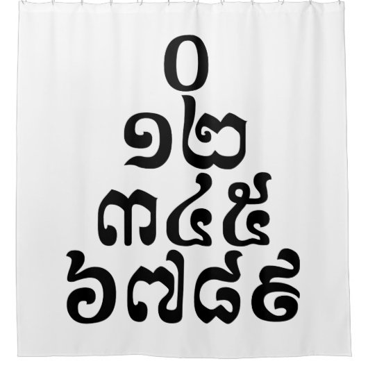 Cambodjaanse cijfers - 0 12 345 6789 Khmer Douchegordijn (Voorkant)