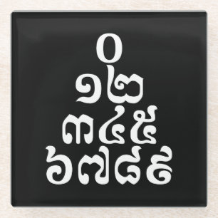 Cambodjaanse cijfers - 0 12 345 6789 Khmer Glazen Onderzetter
