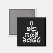 Cambodjaanse cijfers - 0 12 345 6789 Khmer Magneet (Voorkant / Achterkant)