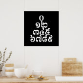Cambodjaanse cijfers - 0 12 345 6789 Khmer Poster (Keuken)