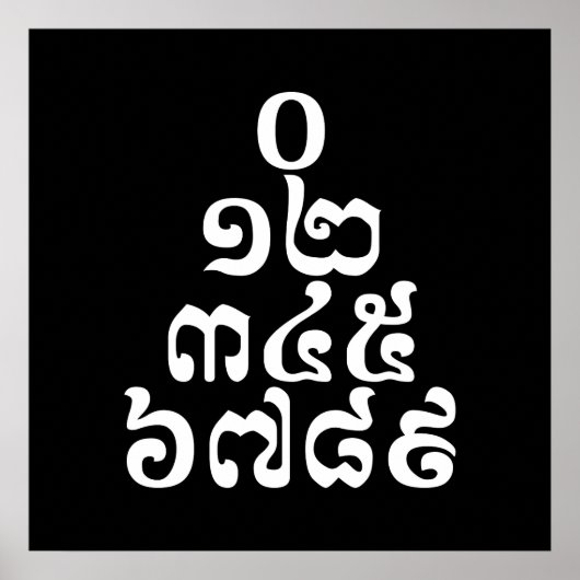 Cambodjaanse cijfers - 0 12 345 6789 Khmer Poster (Voorkant)